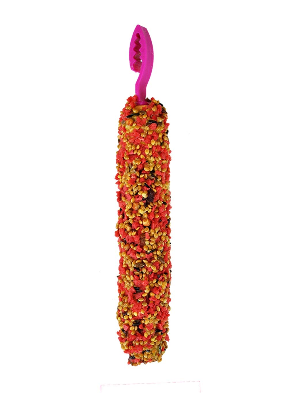 A&E Cage Co. Smackers parakeet treat stick in cage with hook for easy hanging