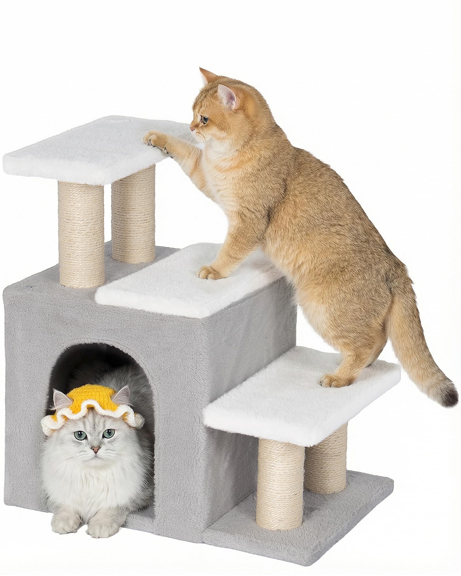 Aechonow 3-in-1 cat stairs with adjustable top step for easy high bed access.