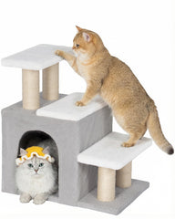 Aechonow 3-in-1 cat stairs with adjustable top step for easy high bed access.