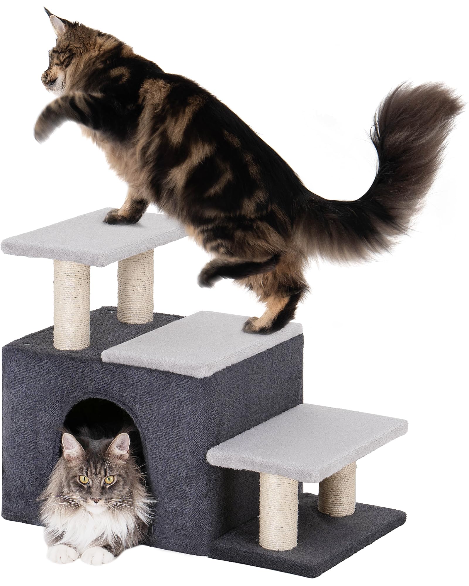 Aechonow 3-in-1 Pet Stairs side view with plush finish for pets