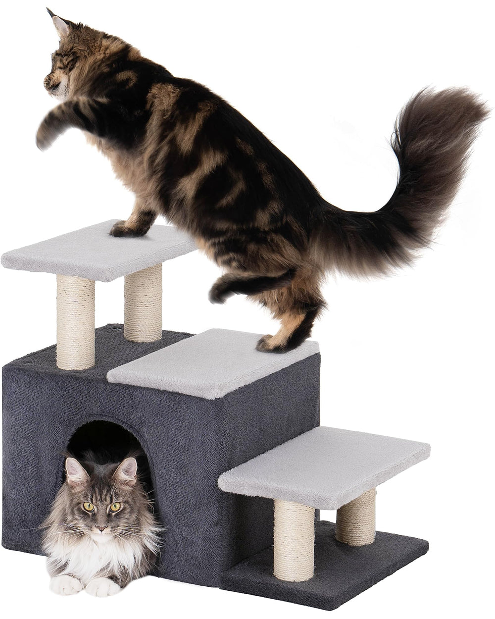 Aechonow 3-in-1 Pet Stairs side view with plush finish for pets