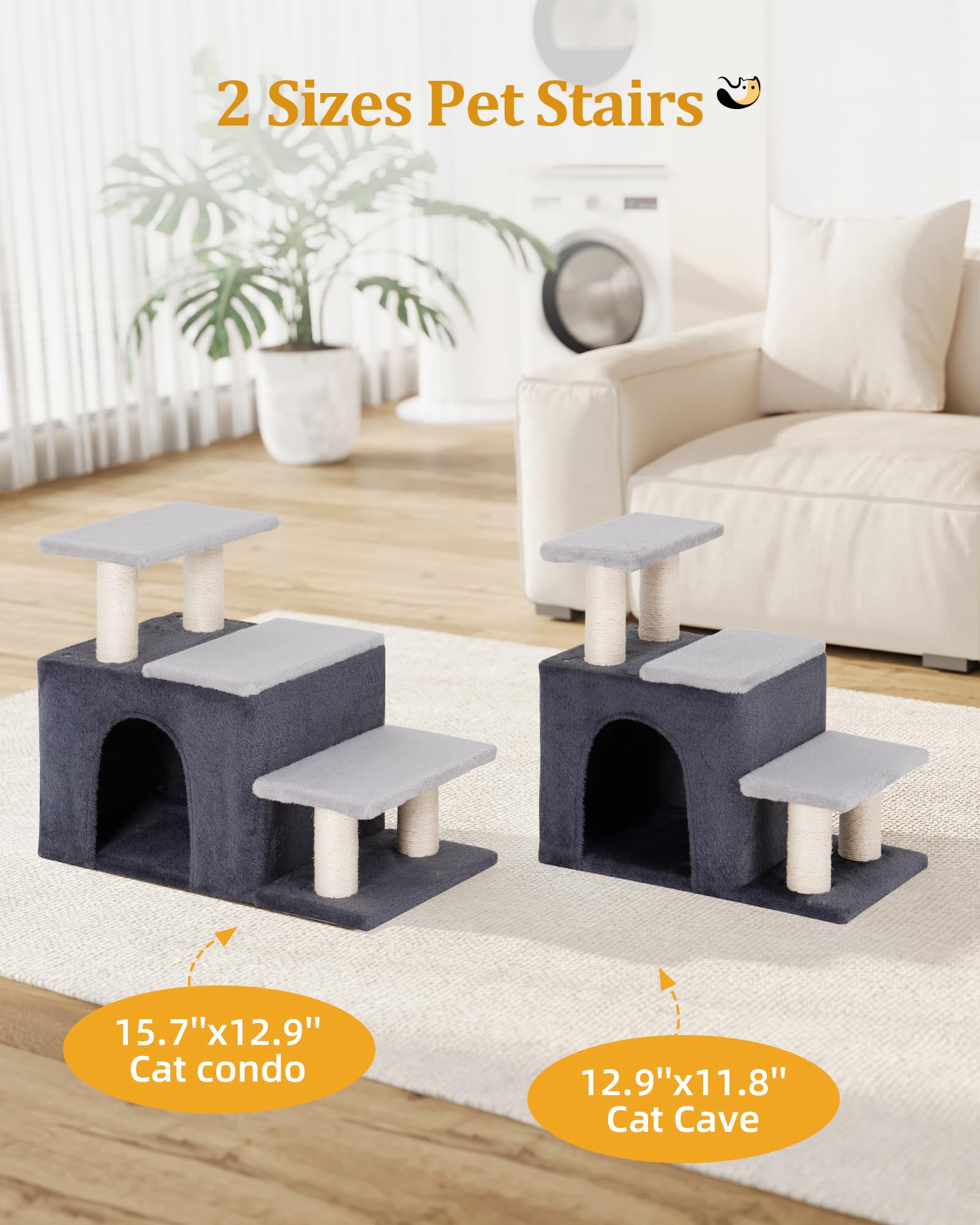 Aechonow cat in condo cave demonstrates a cozy retreat option.