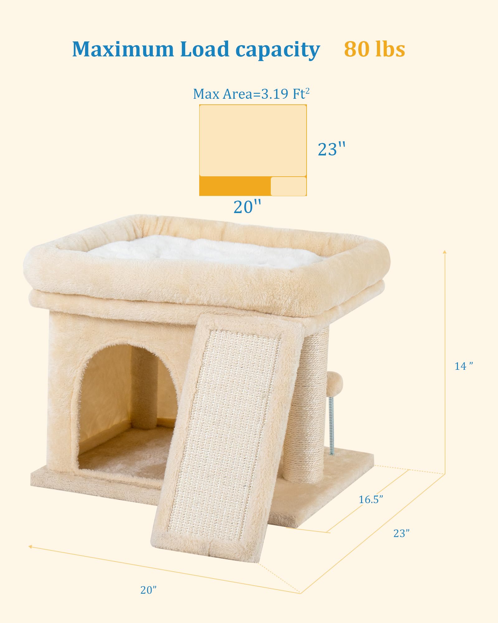 Aechonow cat tree beige finish blends with decor while staying durable.