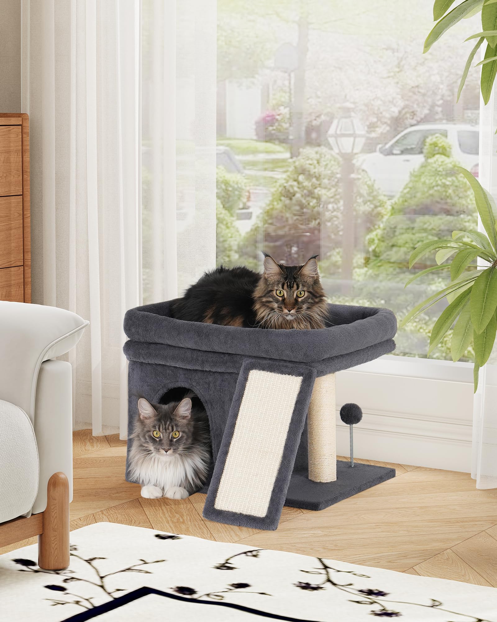 Aechonow cat tree supports multiple cats with a sturdy design