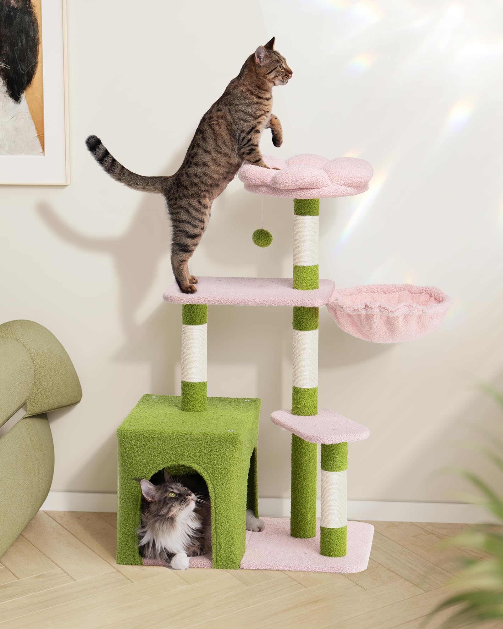 Aechonow Flower Cat Tree in an indoor living space for playful interaction