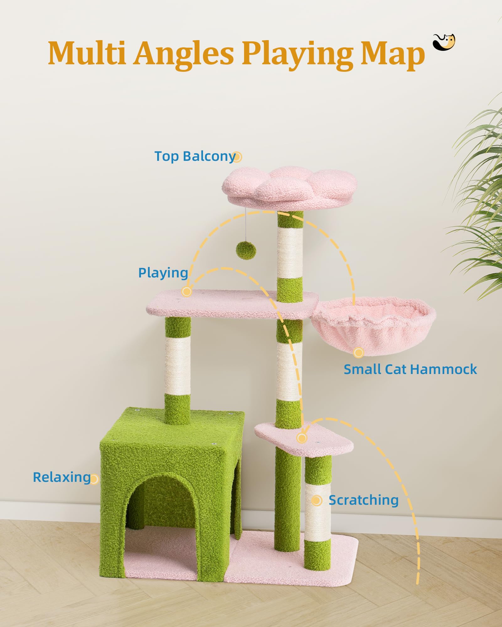 Aechonow Flower Cat Tree suitable for large adult cats and kittens alike