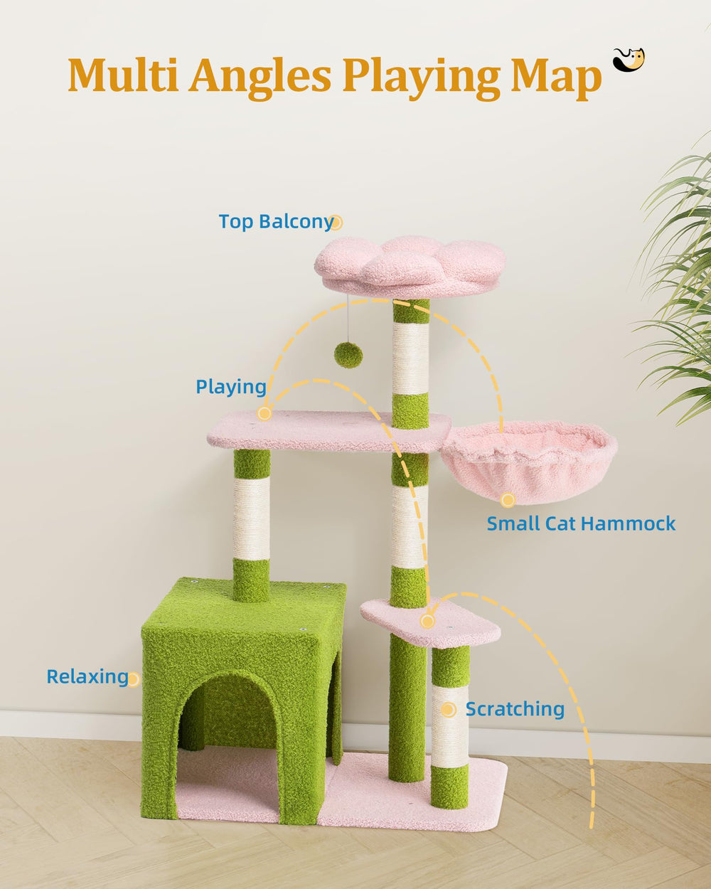 Aechonow Flower Cat Tree suitable for large adult cats and kittens alike