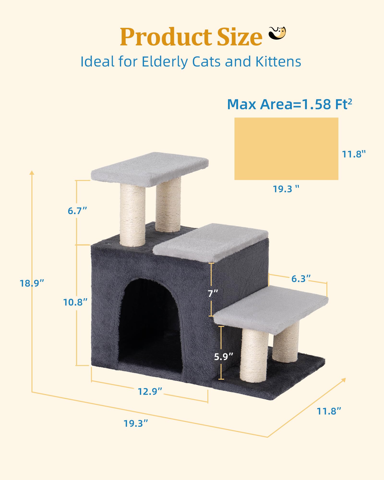 Aechonow whole pet stairs and condo assembly shown for space-saving setup.