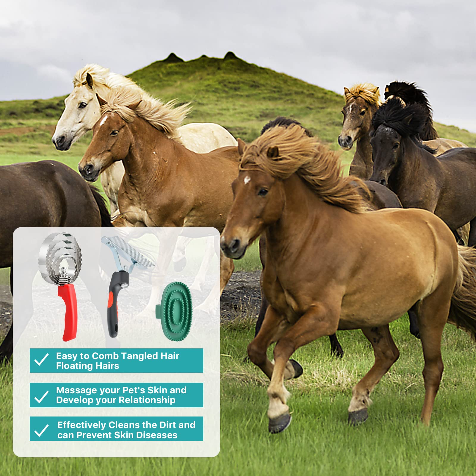 Aemygo large rubber curry comb with soft grip for gentle brushing.