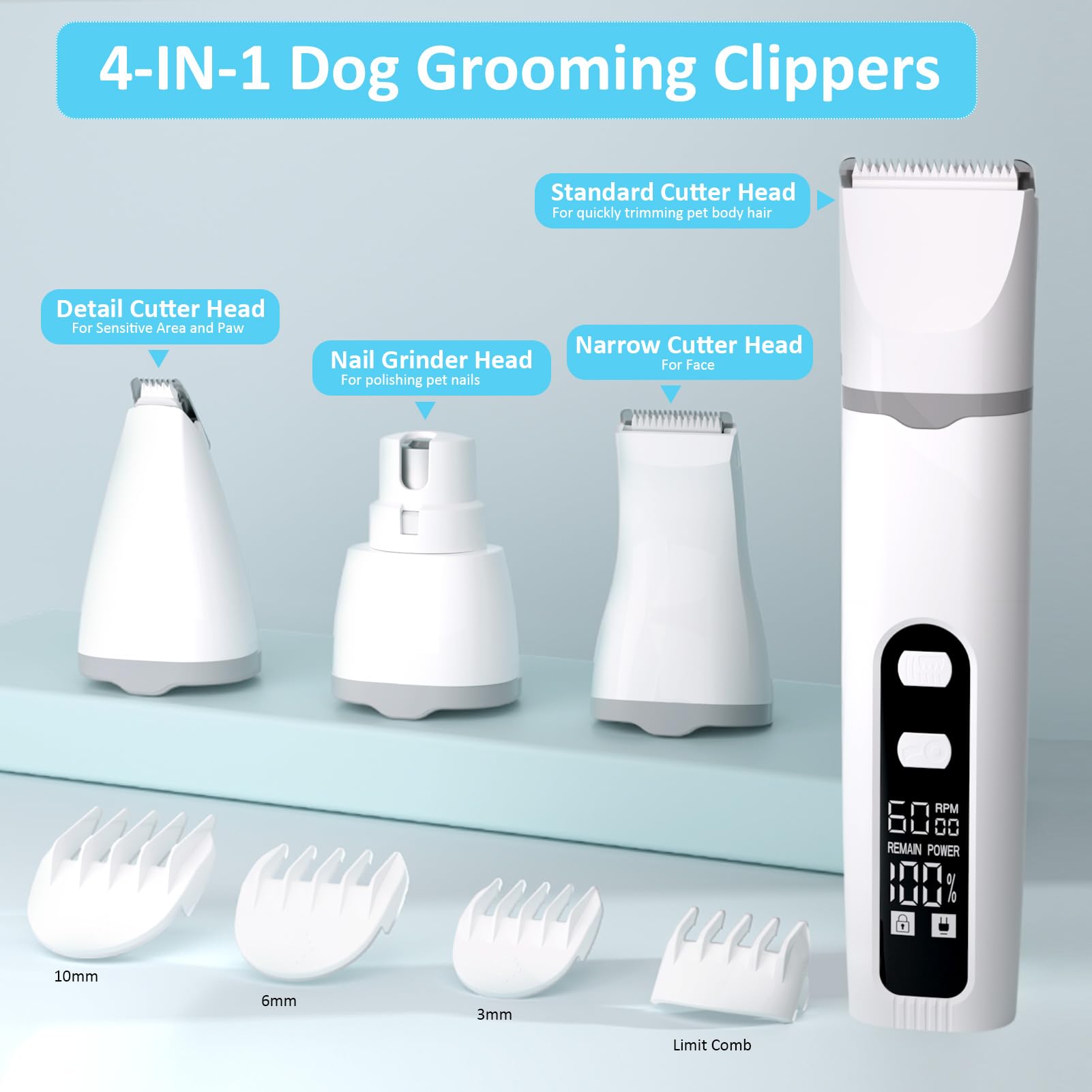 Aenncci 4in1 dog clippers face trim for precise styling