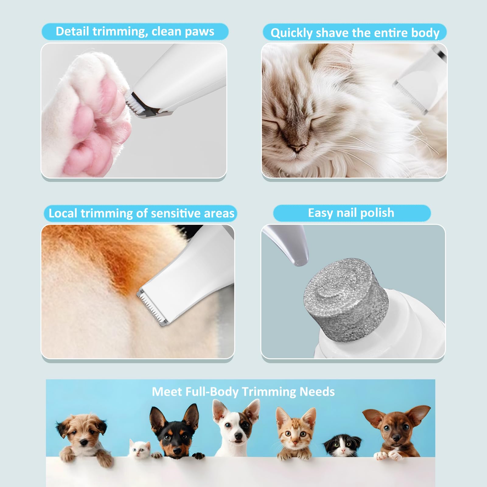 Aenncci 4in1 dog clippers paw polishing for smooth pads