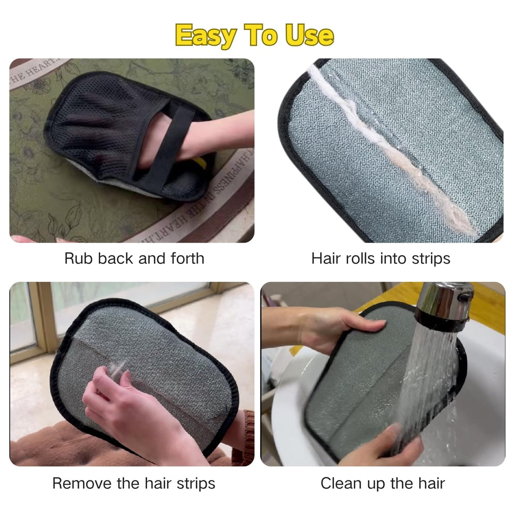 Aeriphyta glove cleans pet hair from furniture, clothing, and car interiors.