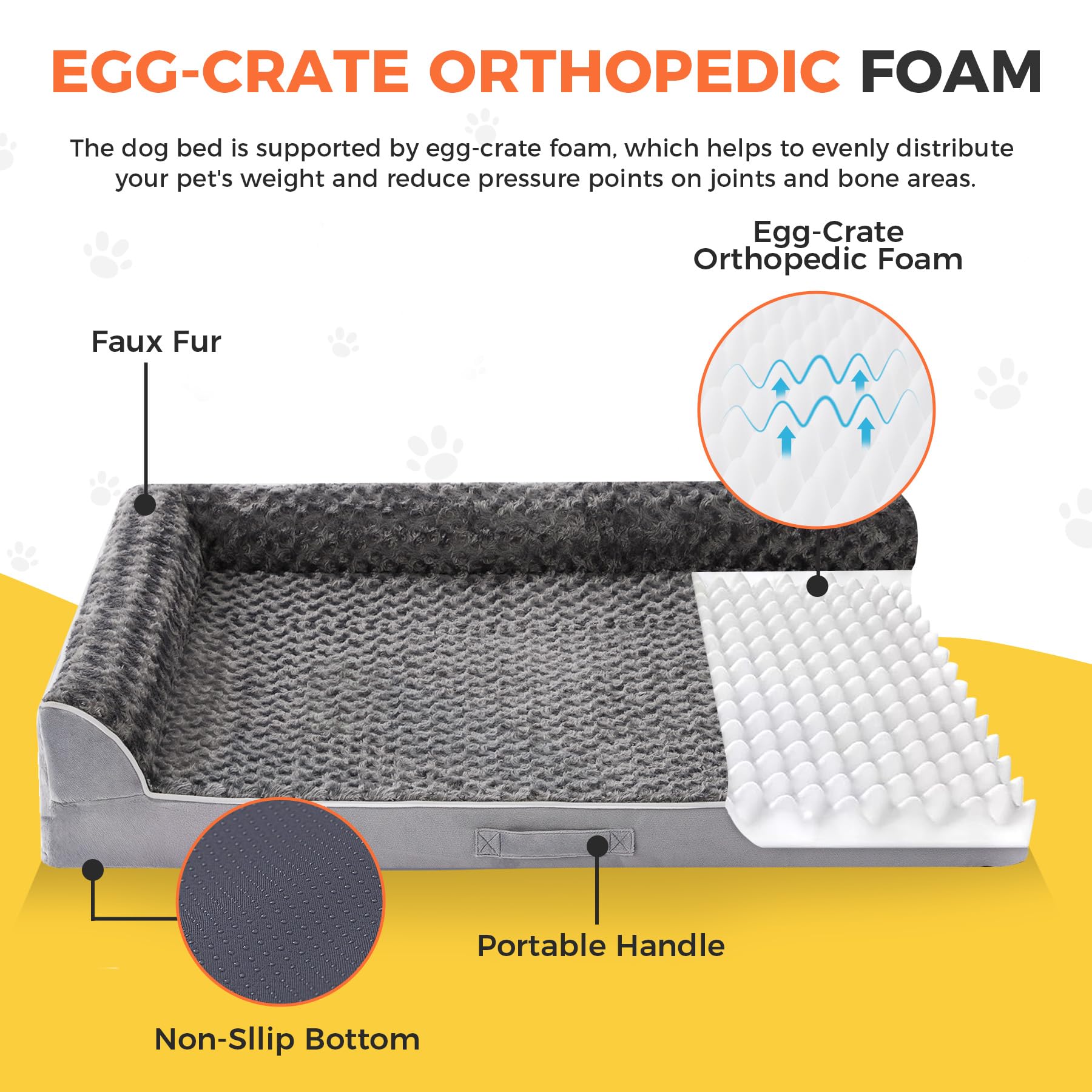 Aeroluxe dog bed with neck and head bolster for curling dogs.