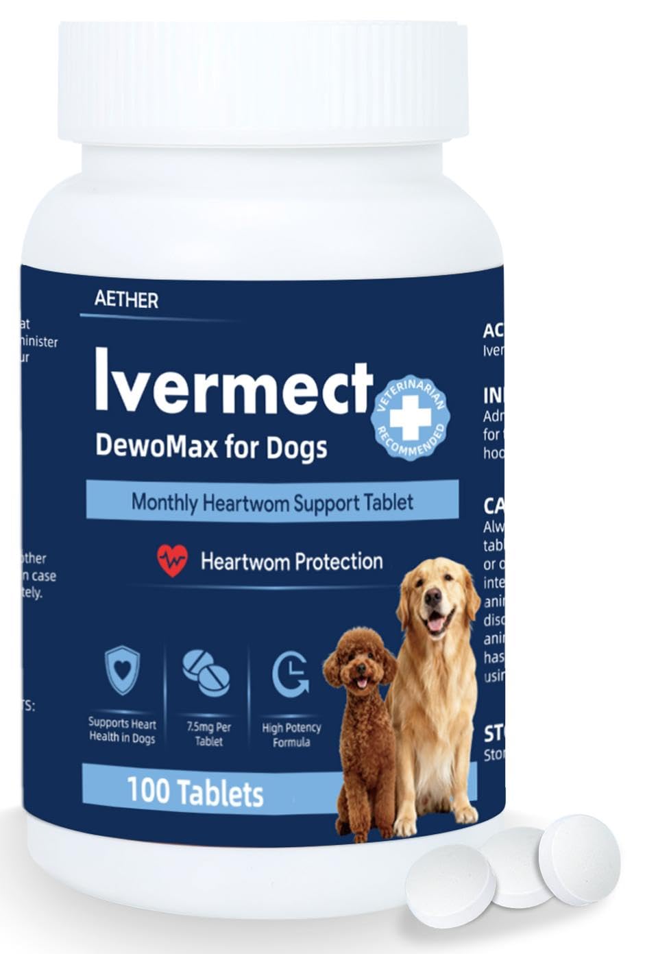 AETHER Young Heart tablets bottle supports daily heart health for dogs.