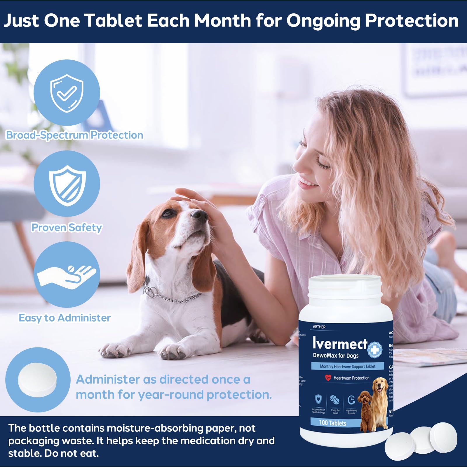 Dog happily eats a meal with AETHER Young Heart tablet mix.