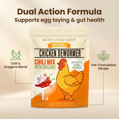 Aevezom Naturals powder sprinkled into chicken feed as they peck.