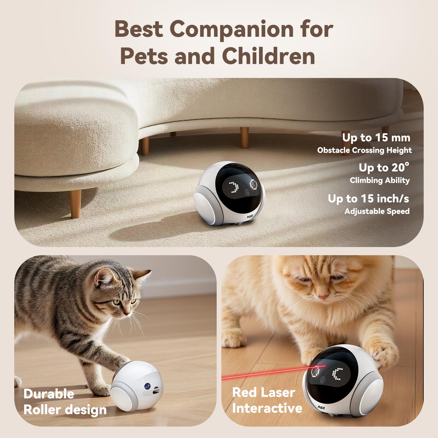 AEZ Pet Camera auto-recharge dock ensuring uninterrupted surveillance