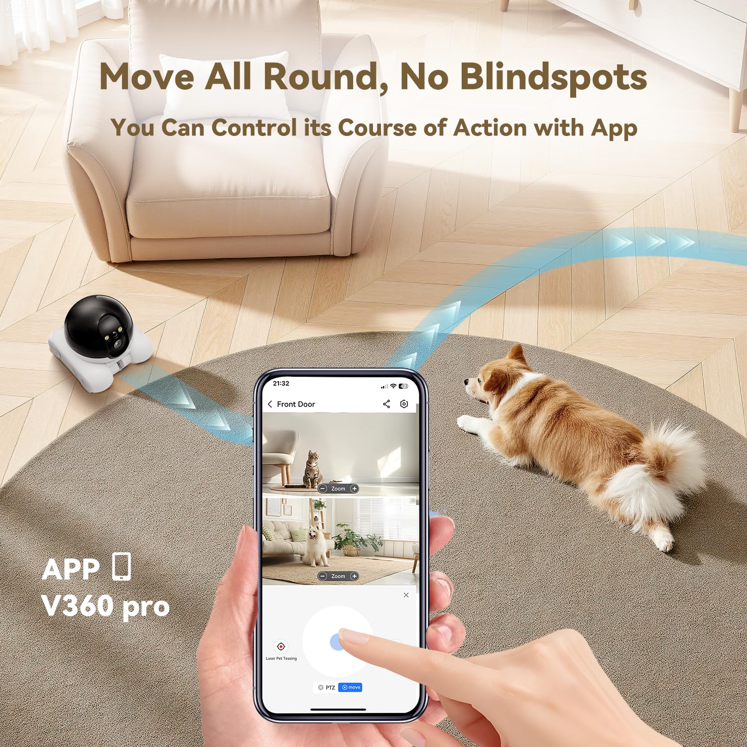 AEZ Robot Camera on Wheels App control for easy remote positioning.