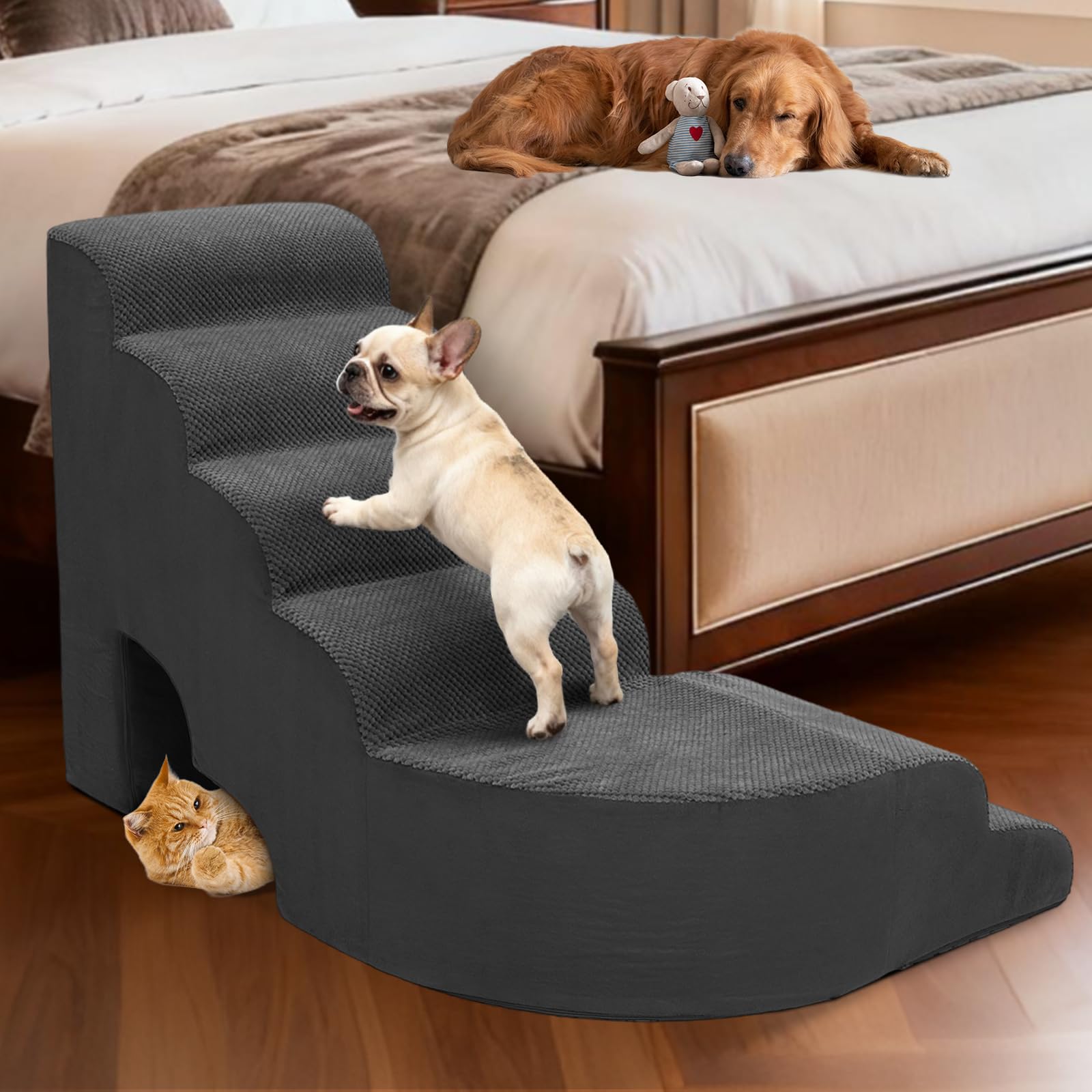 A.FATI dog stairs high bed 6 steps provide safe access for small and senior dogs.