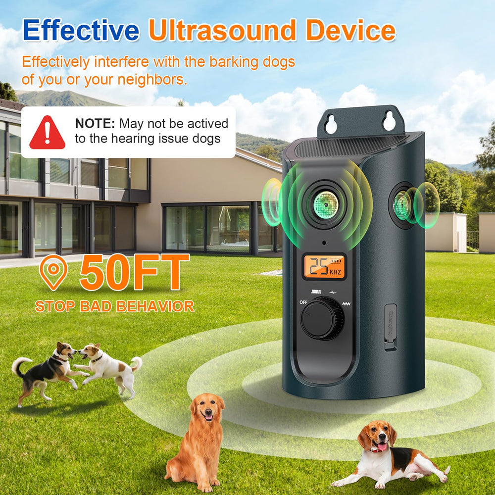 AFDLLDQM Ultrasonic deterrent emits high-frequency sounds to curb barking