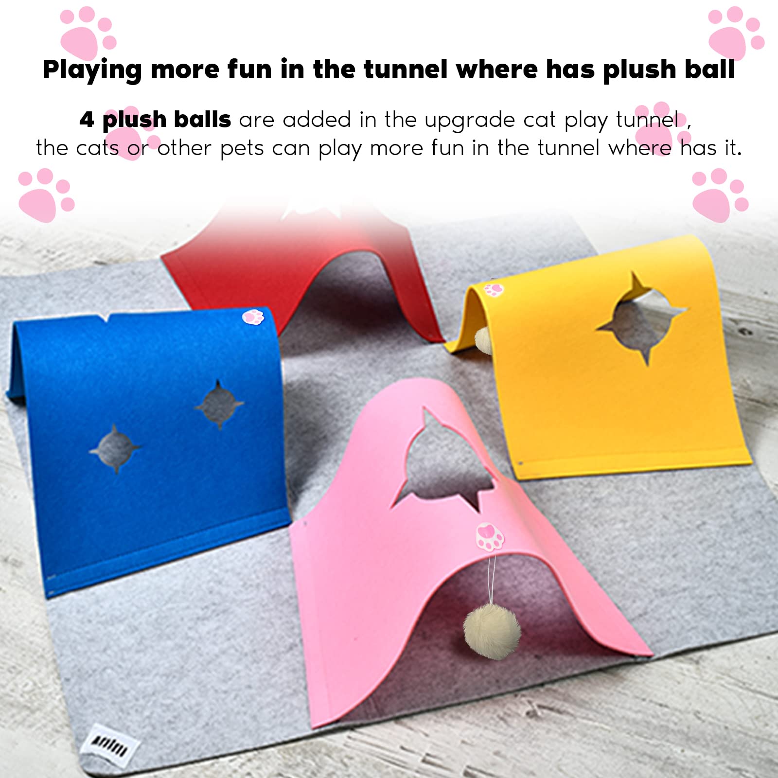 AFLIFLI cat tunnel plush ball toy hangs for active play