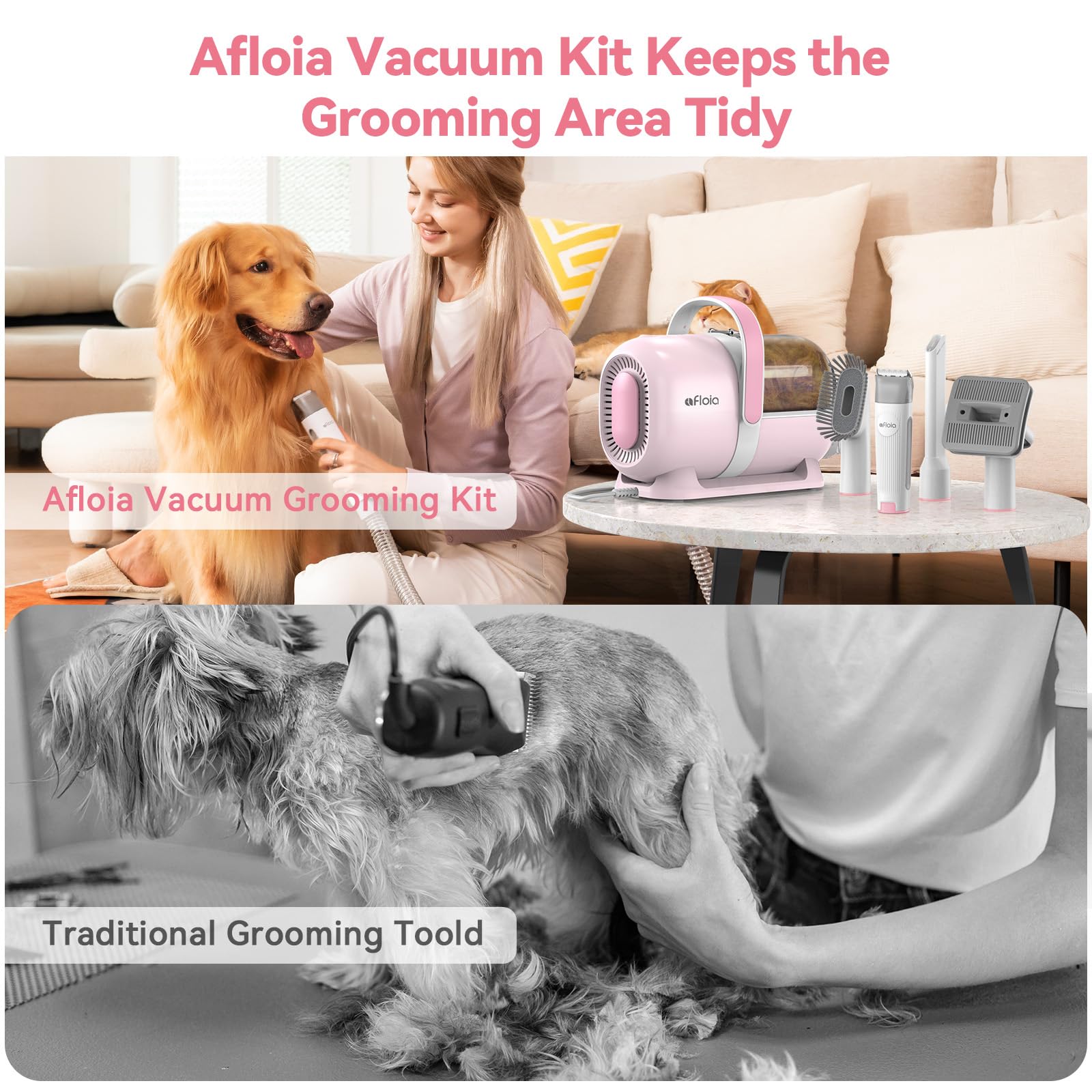 Afloia extended hose 4.9ft enables grooming in yard or large rooms