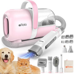 Afloia 6-in-1 dog grooming kit with vacuum suction captures pet hair easily during grooming