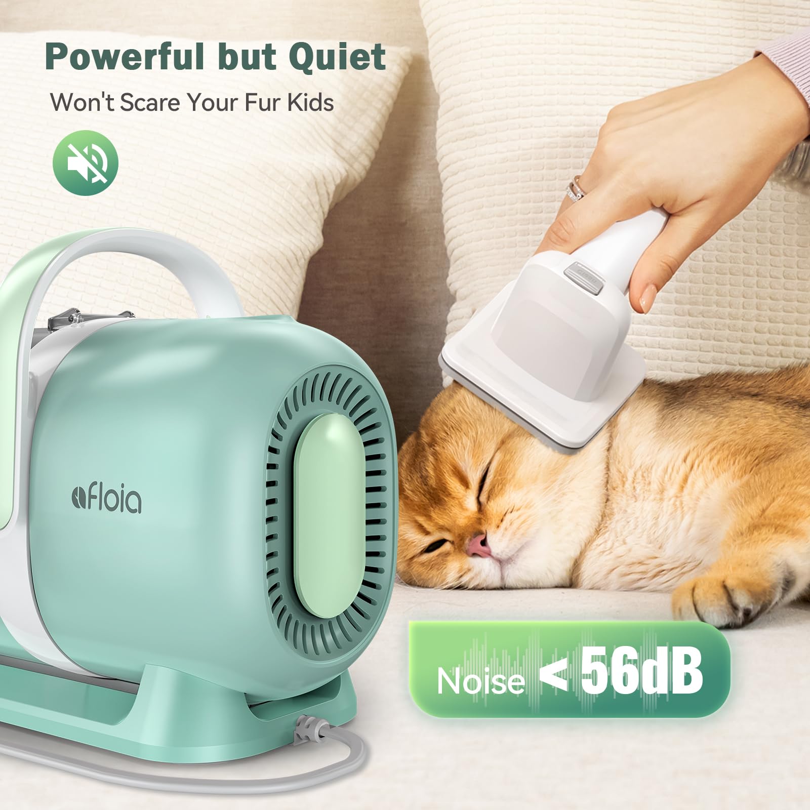 Afloia low-noise vacuum keeps pets relaxed during trimming