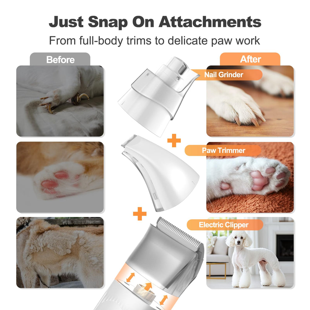 Afloia paw trimmer and nail grinder attached for quick at-home trims.
