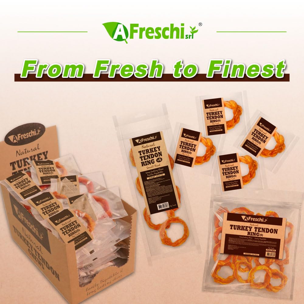 Front packaging view of A Freschi turkey tendon box, 40-count convenience.