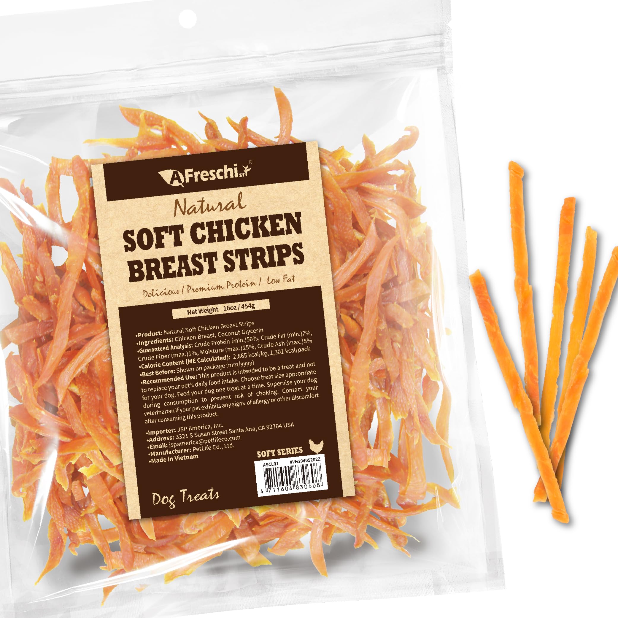 A Freschi srl Soft Chicken Dog Treats packaging ready for training rewards.