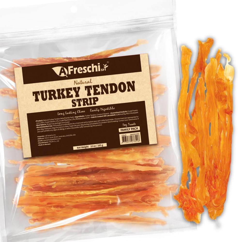 A Freschi srl turkey tendon chew for dogs with a long-lasting, flavor-packed bite.