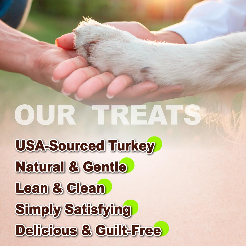 A Freschi Turkey Tendons close-up bite texture, satisfying chew for dogs with sensitive stomachs.