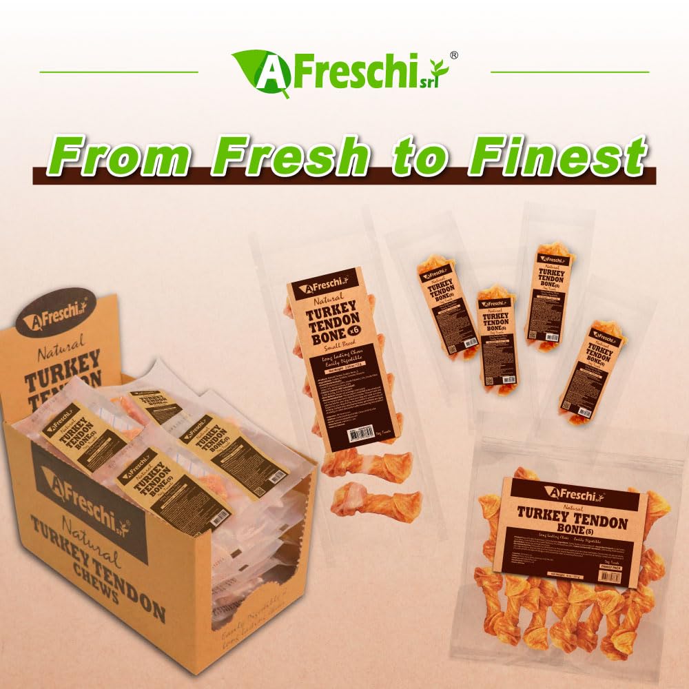 A Freschi turkey tendons chew promoting dental care through chewing.