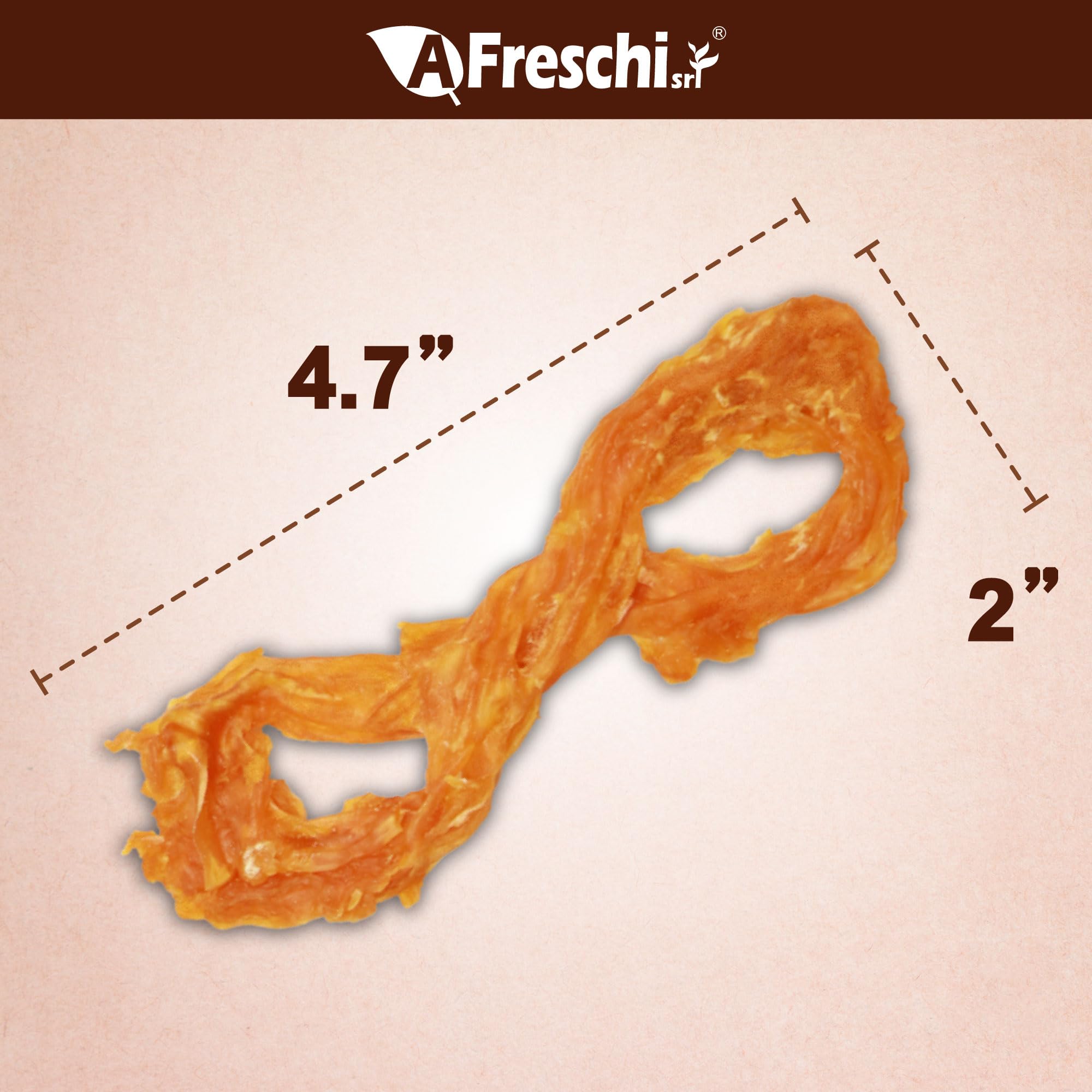 A Freschi turkey tendons close-up highlights chewy bite perfect for moderate chewers.