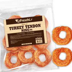 A Freschi turkey tendons dog chews offer a long-lasting protein-rich treat.