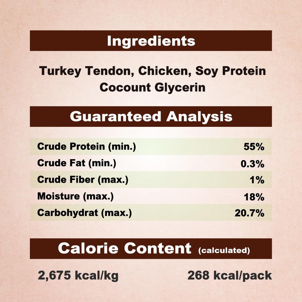 Slow-cooked aroma of afreschi turkey tendons offers savory scent dogs enjoy.