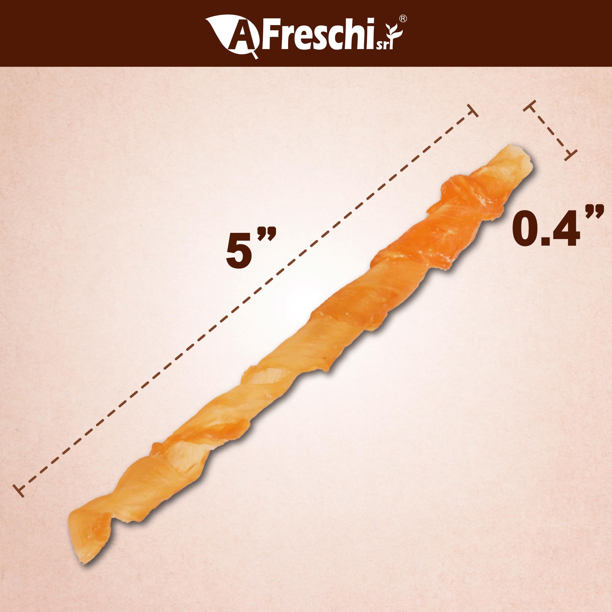 A Freschi Turkey Tendons texture close-up, lean chews with high-protein appeal for dogs.