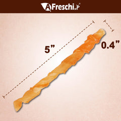 A Freschi Turkey Tendons texture close-up, lean chews with high-protein appeal for dogs.