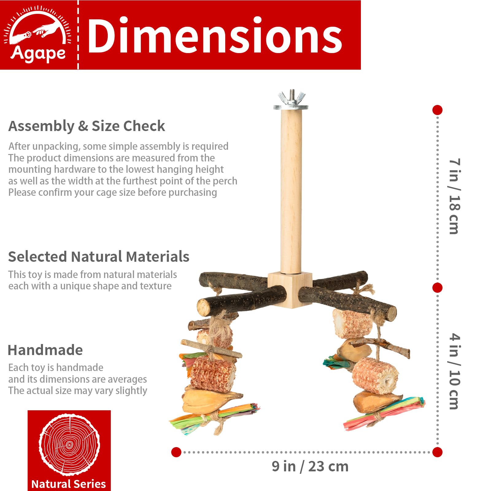 Agape exercise wheel on the perch illustrates dynamic movement for interactive play.