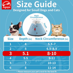 Agape recovery cone protects wounds and discourages licking after surgery.