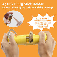 Holder fits standard bully sticks and similar chews for dogs of all sizes.
