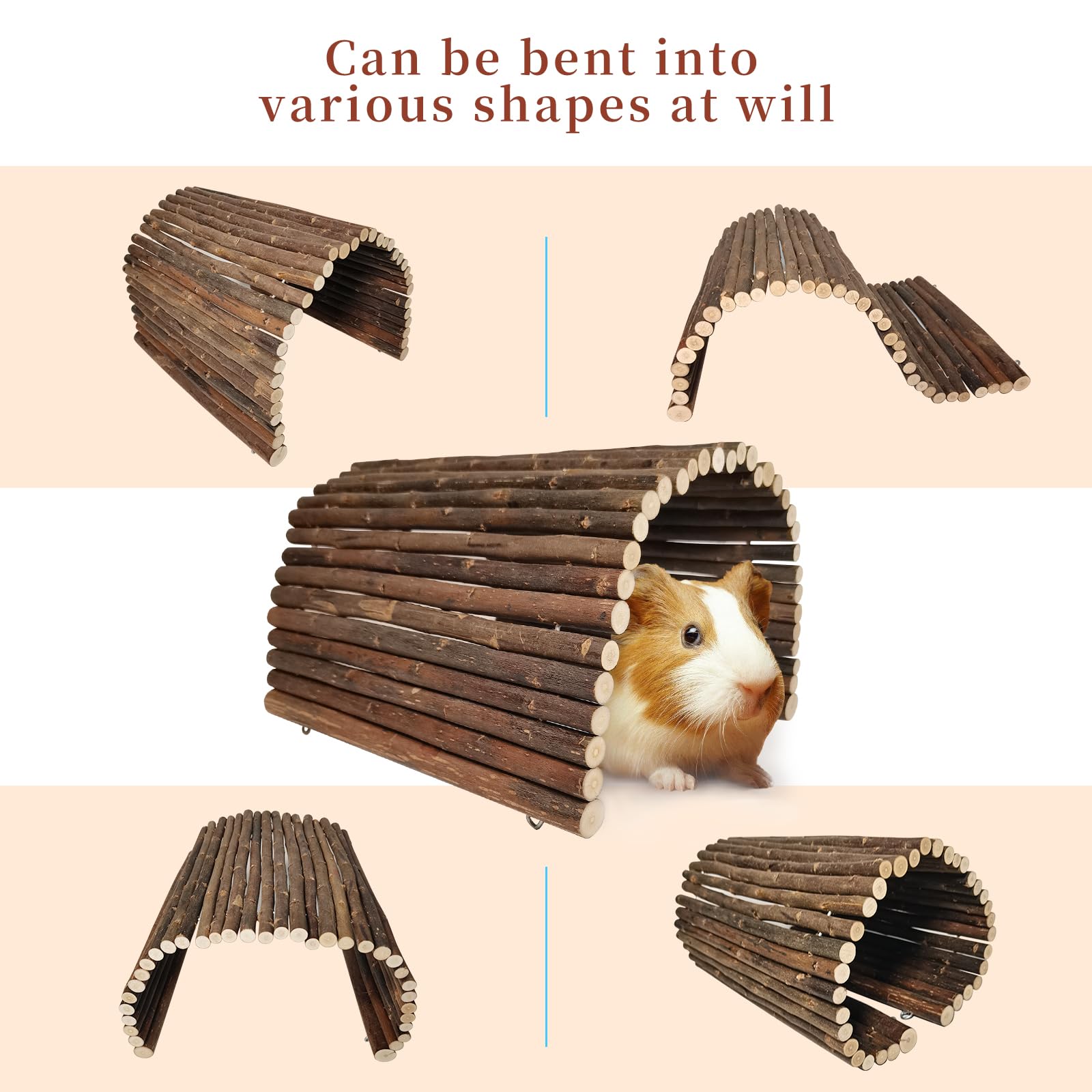 AGGQQA Guinea Pig Hideout natural wood texture adds authentic comfort