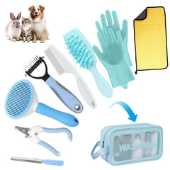 Aglads self-cleaning slicker brush tidies fur and reduces tangles.