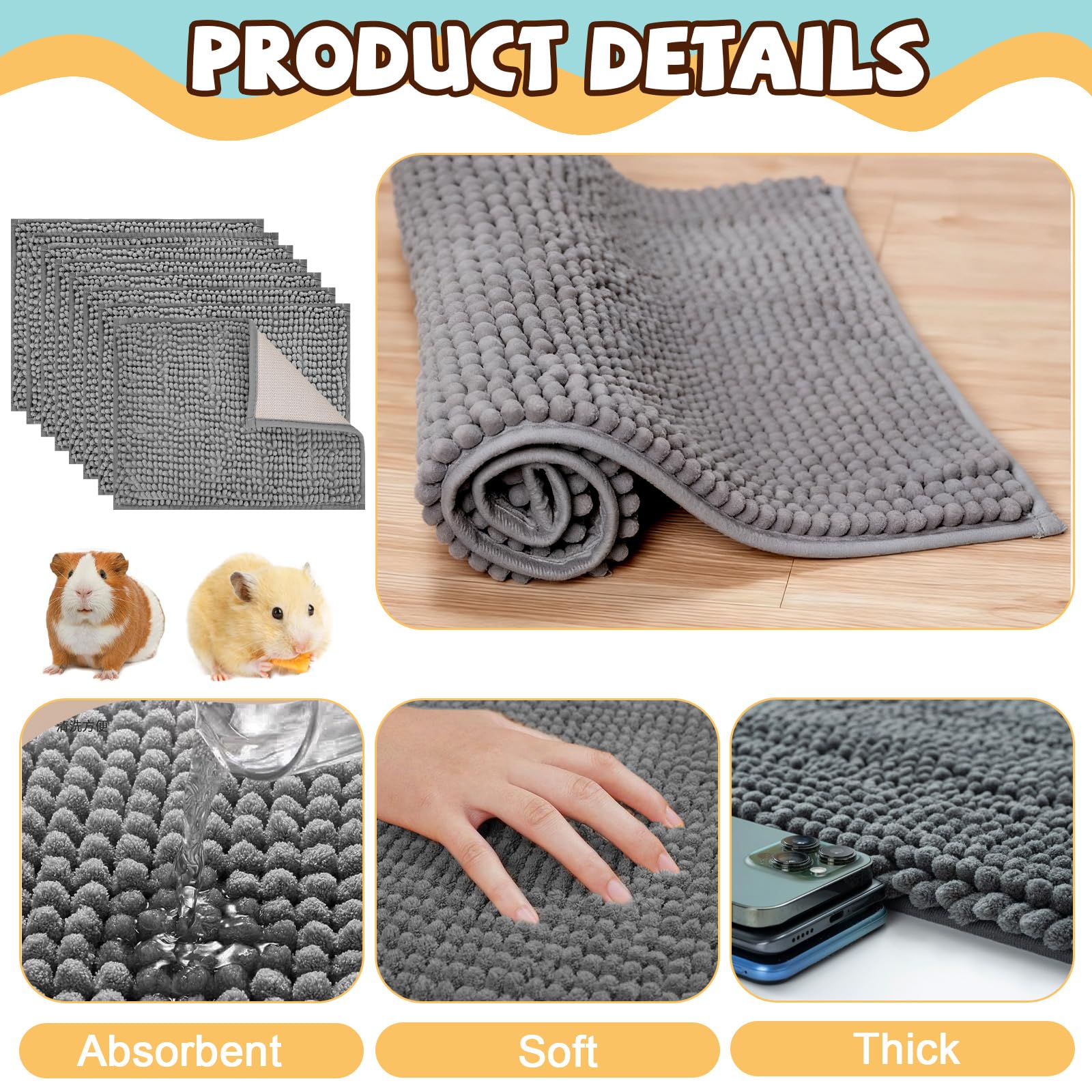 Agolctry liner with absorbent layer helps keep surfaces dry.