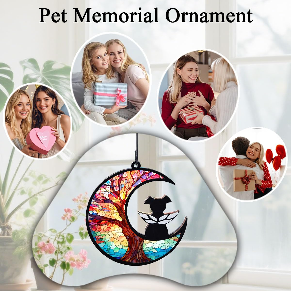 AgoumLux Memorial suncatcher with chain and hook for easy hanging.