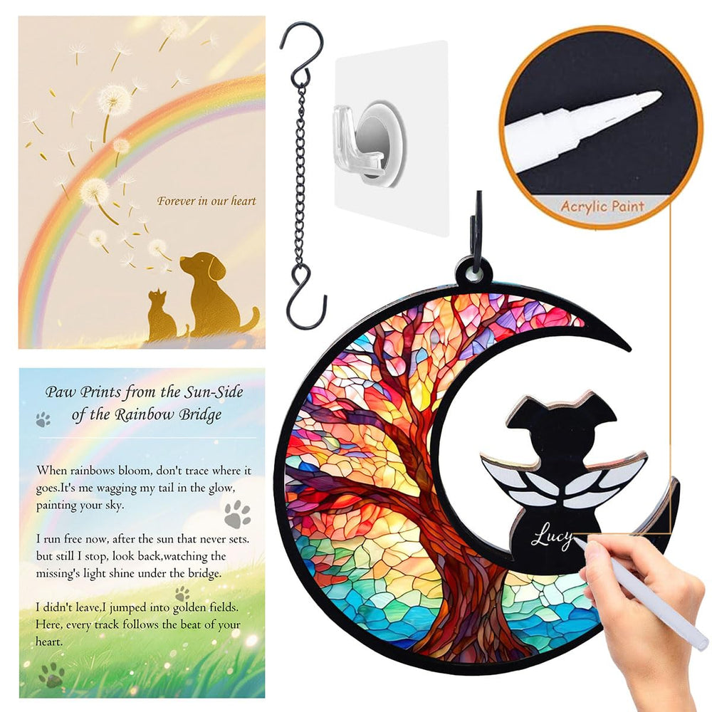 AgoumLux Rainbow Bridge Poem Card accompanies the suncatcher for a comforting tribute.