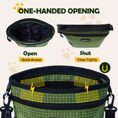 AGPTEK dog treat pouch with split snack bag design keeps treats separate.