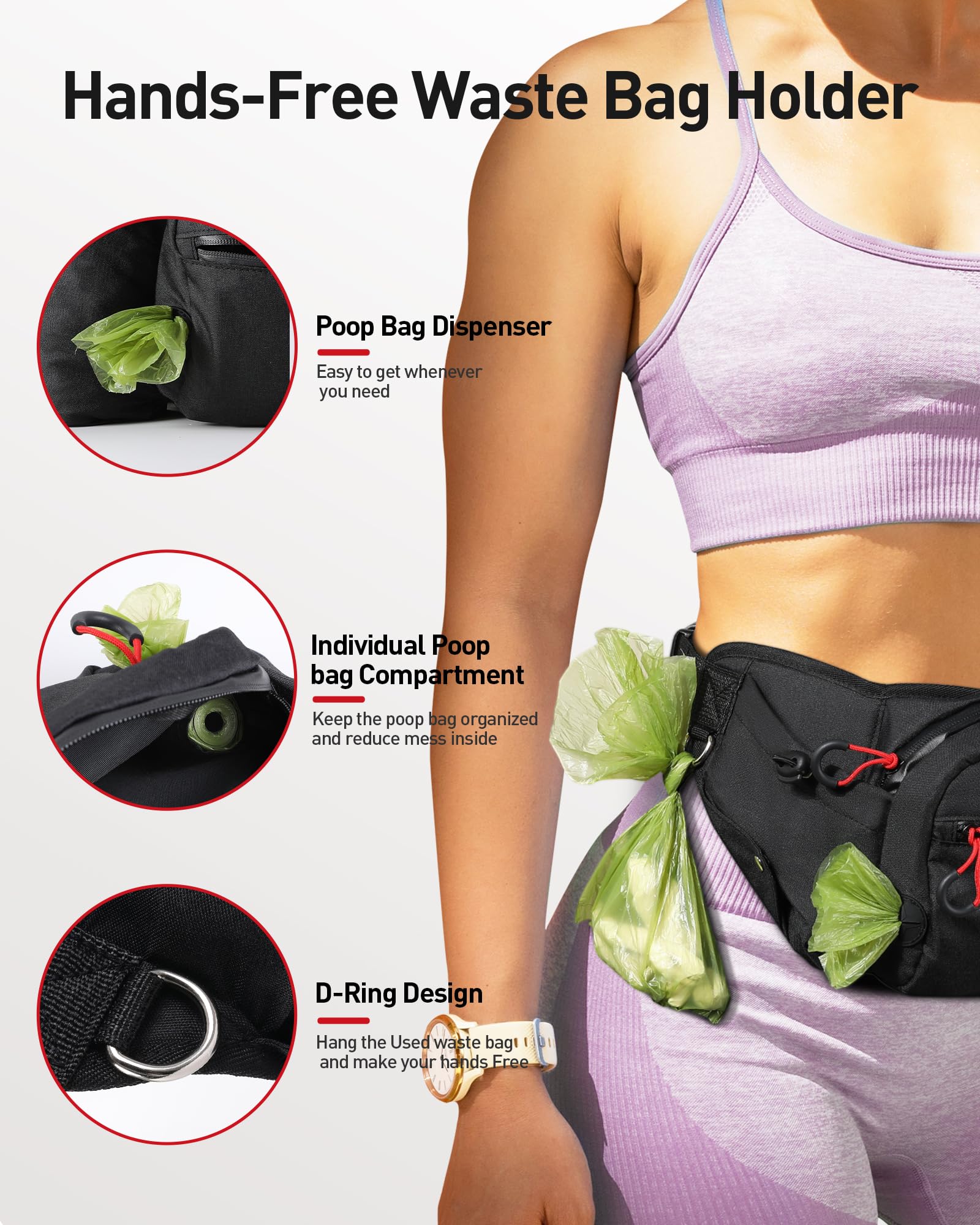 AGPTEK adjustable strap on a versatile dog walking fanny pack for a comfortable fit.
