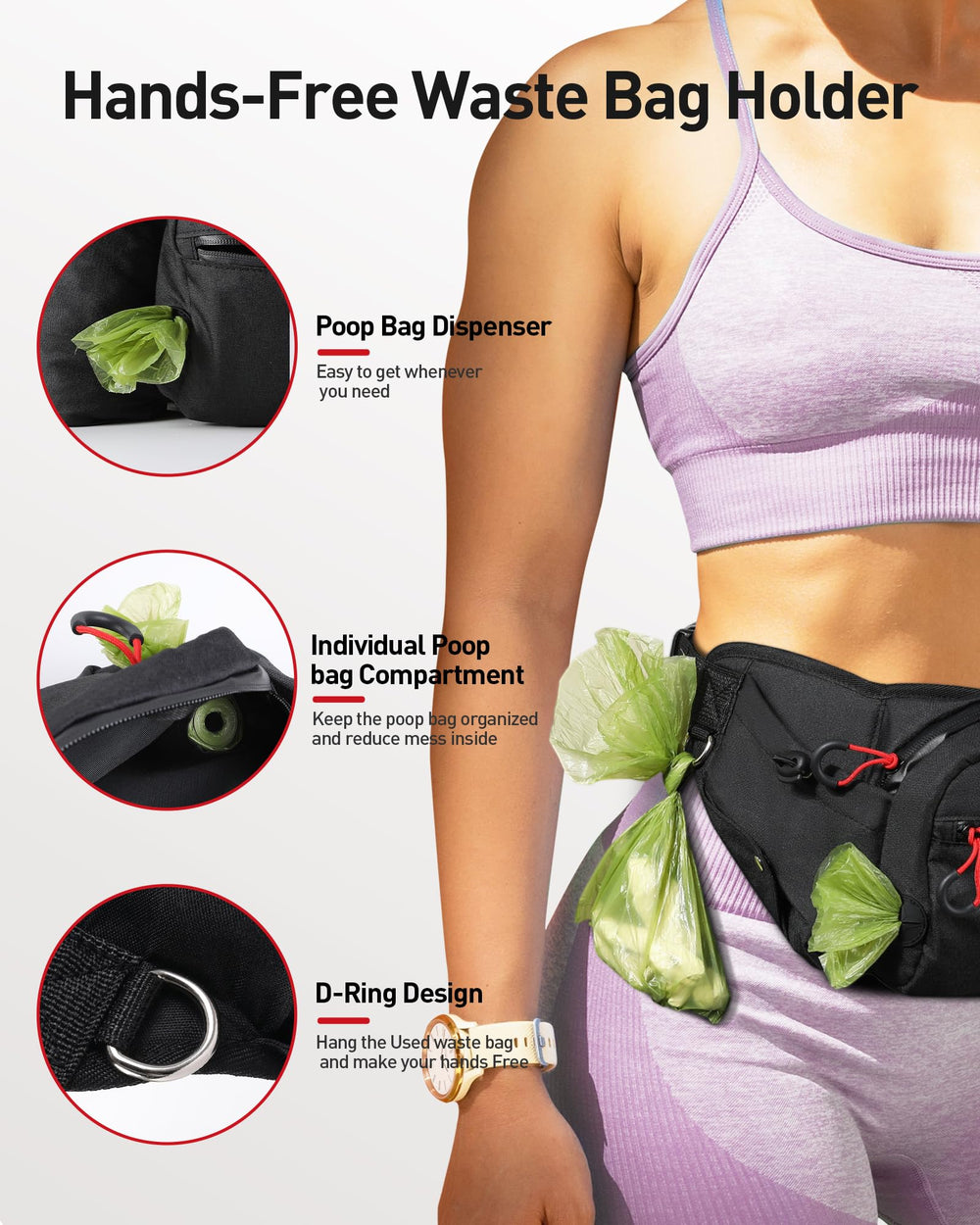 AGPTEK adjustable strap on a versatile dog walking fanny pack for a comfortable fit.